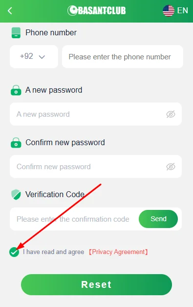 Tick the box to agree to the terms and conditions